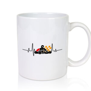 Go Kart Herzschlag | Kartsport Fan | Fahrer | Motor - Tasse Weiss - Kaffeetasse / Geschenk / Familie