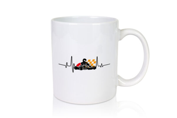 Go Kart Herzschlag | Kartsport Fan | Fahrer | Motor - Tasse Weiss - Kaffeetasse / Geschenk / Familie