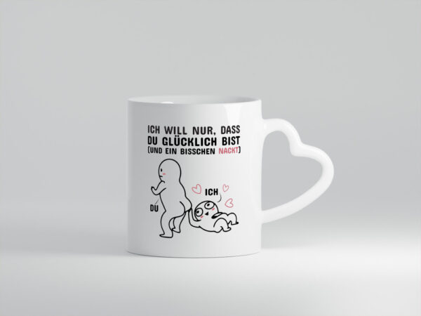 Nur ein bisschen nackt - Herzhenkel Tasse - Kaffeetasse / Geschenk / Familie