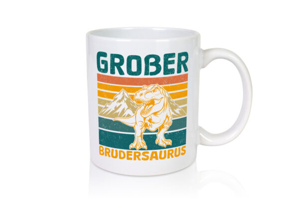 Großer Brudersaurus | Geschwester | T-Rex - Tasse Weiss - Kaffeetasse / Geschenk / Familie