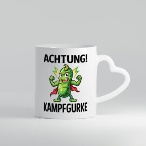 Achtung Kampfgurke | Kult | Lustige Gurke - Herzhenkel Tasse - Kaffeetasse / Geschenk / Familie