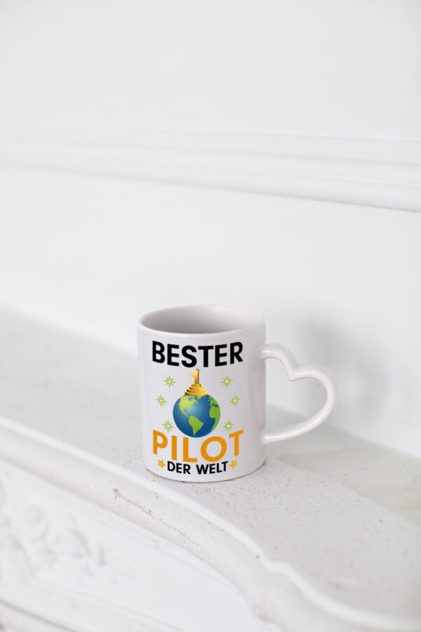 Welt Bester Pilot | Flugzeug | Piloten - Herzhenkel Tasse - Kaffeetasse / Geschenk / Familie