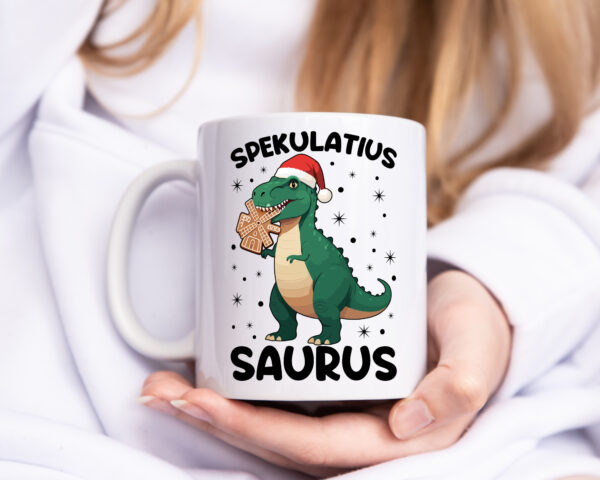 Spekulatius Saurus | Dinosaurier | Weihnachten - Tasse Weiss - Kaffeetasse / Geschenk / Familie