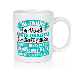 20 Jahre im Dienst | Jubiläum | Arbeit - Tasse Weiss - Kaffeetasse / Geschenk / Familie