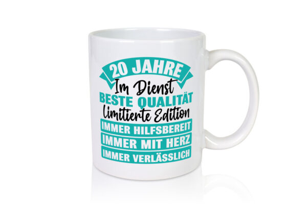 20 Jahre im Dienst | Jubiläum | Arbeit - Tasse Weiss - Kaffeetasse / Geschenk / Familie