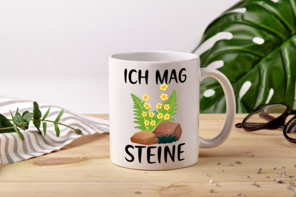 Ich mag Steine | Natur | Blumen - Tasse Weiss - Kaffeetasse / Geschenk / Familie