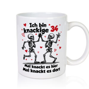 34. Geburtstag | Knackige 34 | Ich bin alt - Tasse Weiss - Kaffeetasse / Geschenk / Familie