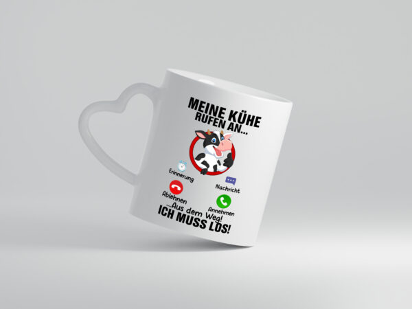 Meine Kühe rufen an | Landwirt | Kuh | Bauernhof - Herzhenkel Tasse - Kaffeetasse / Geschenk / Familie