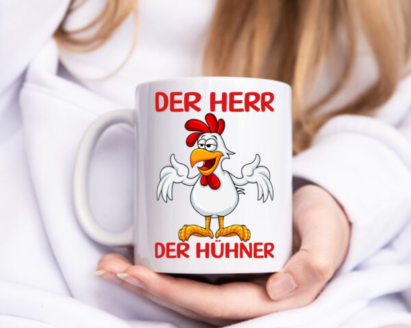 Der Herr der Hühner | Bauernhof | Hühnerstall | Landwirt - Tasse Weiss - Kaffeetasse / Geschenk / Familie