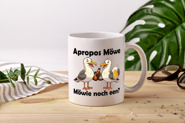 Apropos Möwe | Möwie noch een | Norddeutsch | Plattdeutsch - Tasse Weiss - Kaffeetasse / Geschenk / Familie