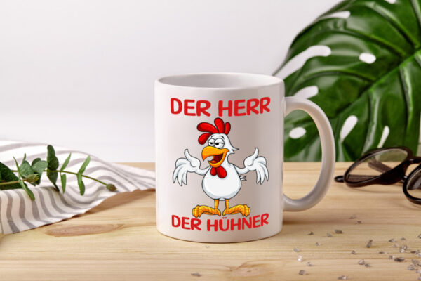 Der Herr der Hühner | Bauernhof | Hühnerstall | Landwirt - Tasse Weiss - Kaffeetasse / Geschenk / Familie