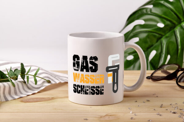 Gas | Wasser | Scheisse | Klempner - Tasse Weiss - Kaffeetasse / Geschenk / Familie