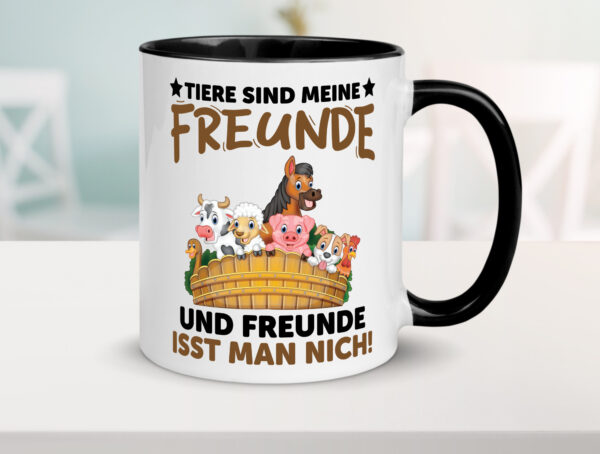 Tiere sind wie meine Freunde | Vegetarier Farbige Tasse - Kaffeetasse / Geschenk / Familie