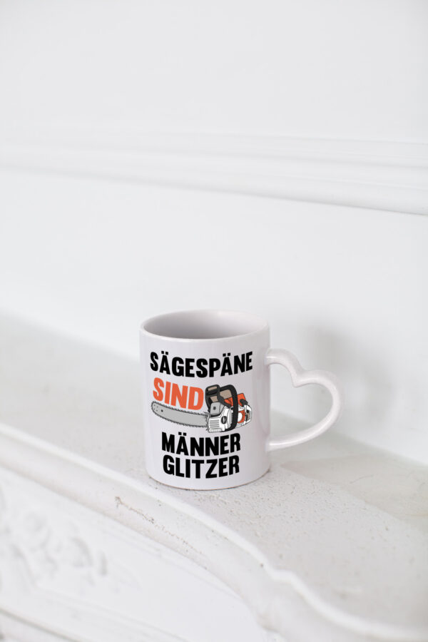 Sägespäne sind Männer Glitzer | Baumfäller | Bäume | Holz - Herzhenkel Tasse - Kaffeetasse / Geschenk / Familie