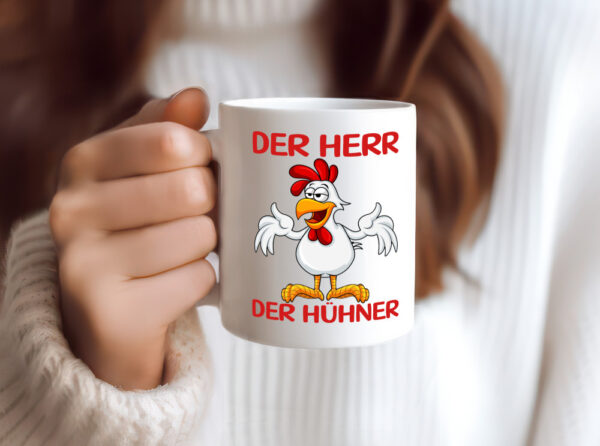 Der Herr der Hühner | Bauernhof | Hühnerstall | Landwirt - Tasse Weiss - Kaffeetasse / Geschenk / Familie