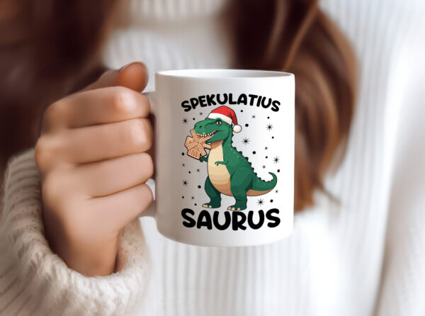 Spekulatius Saurus | Dinosaurier | Weihnachten - Tasse Weiss - Kaffeetasse / Geschenk / Familie