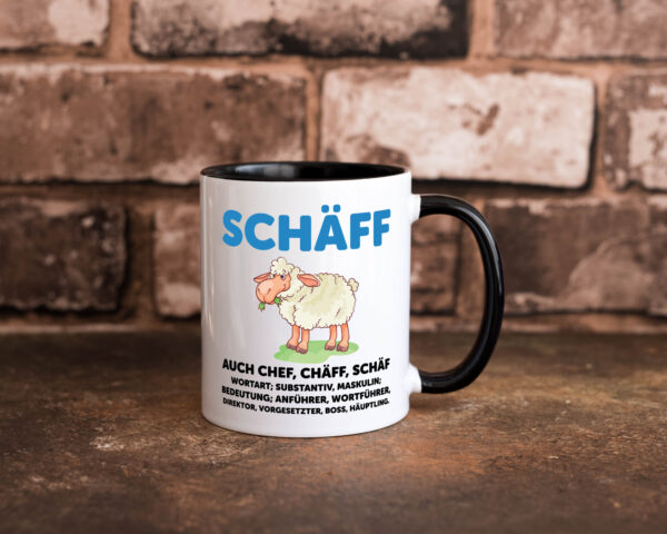 Chef | Arbeitgeber | Boss | Wortspiel Farbige Tasse - Kaffeetasse / Geschenk / Familie