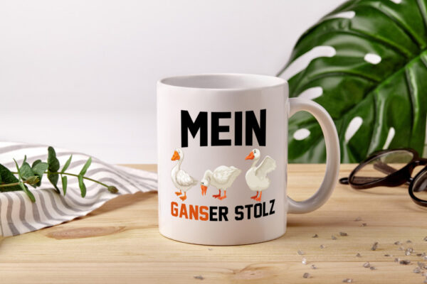 Mein ganser Stolz | Gans | Gänsezüchter - Tasse Weiss - Kaffeetasse / Geschenk / Familie