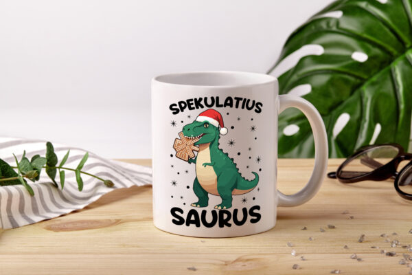 Spekulatius Saurus | Dinosaurier | Weihnachten - Tasse Weiss - Kaffeetasse / Geschenk / Familie