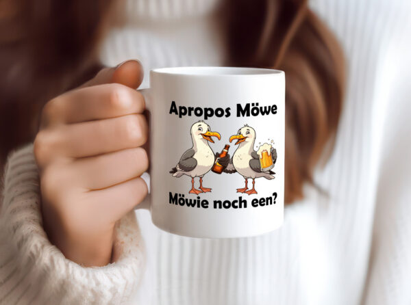 Apropos Möwe | Möwie noch een | Norddeutsch | Plattdeutsch - Tasse Weiss - Kaffeetasse / Geschenk / Familie