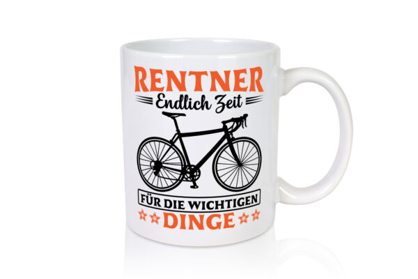 Rentner | Zeit für wichtige Dinge | Fahrrad - Tasse Weiss - Kaffeetasse / Geschenk / Familie