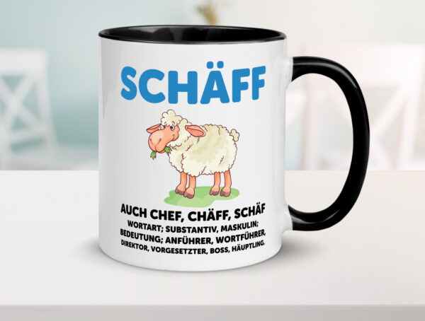 Chef | Arbeitgeber | Boss | Wortspiel Farbige Tasse - Kaffeetasse / Geschenk / Familie