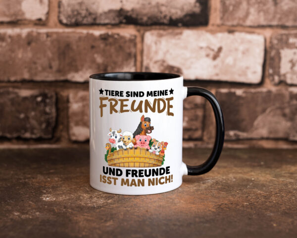 Tiere sind wie meine Freunde | Vegetarier Farbige Tasse - Kaffeetasse / Geschenk / Familie