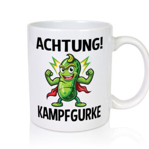 Achtung Kampfgurke | Kult | Lustige Gurke - Tasse Weiss - Kaffeetasse / Geschenk / Familie