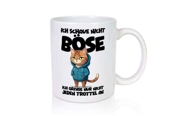 Ich schaue nicht böse | Böse Katze | Katzenliebhaber - Tasse Weiss - Kaffeetasse / Geschenk / Familie