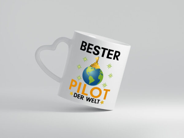 Welt Bester Pilot | Flugzeug | Piloten - Herzhenkel Tasse - Kaffeetasse / Geschenk / Familie