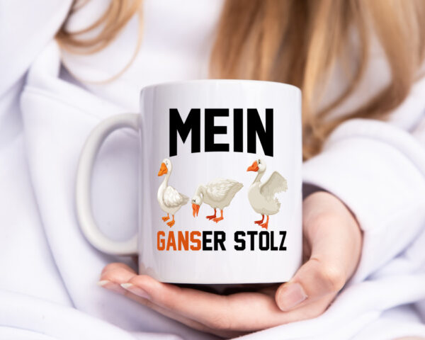 Mein ganser Stolz | Gans | Gänsezüchter - Tasse Weiss - Kaffeetasse / Geschenk / Familie