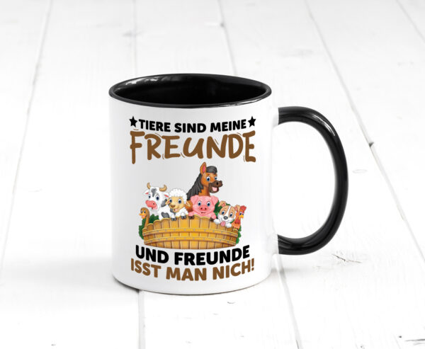 Tiere sind wie meine Freunde | Vegetarier Farbige Tasse - Kaffeetasse / Geschenk / Familie