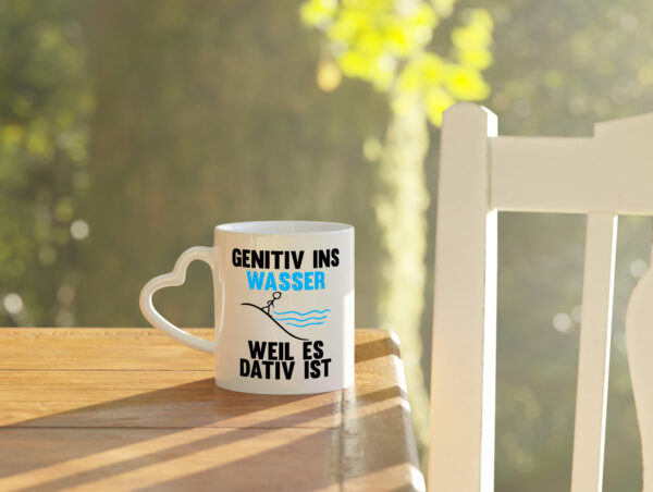 Genitiv Wasser weil Dativ | Grammatik | Rechtschreibung - Herzhenkel Tasse - Kaffeetasse / Geschenk / Familie