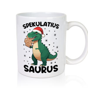 Spekulatius Saurus | Dinosaurier | Weihnachten - Tasse Weiss - Kaffeetasse / Geschenk / Familie