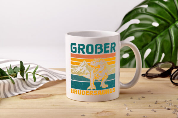 Großer Brudersaurus | Geschwester | T-Rex - Tasse Weiss - Kaffeetasse / Geschenk / Familie