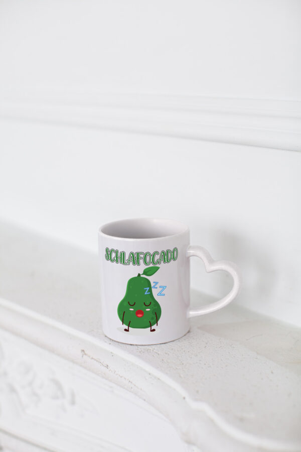 Schlafocado | Müde | Avocado | ich will noch Schlafen - Herzhenkel Tasse - Kaffeetasse / Geschenk / Familie