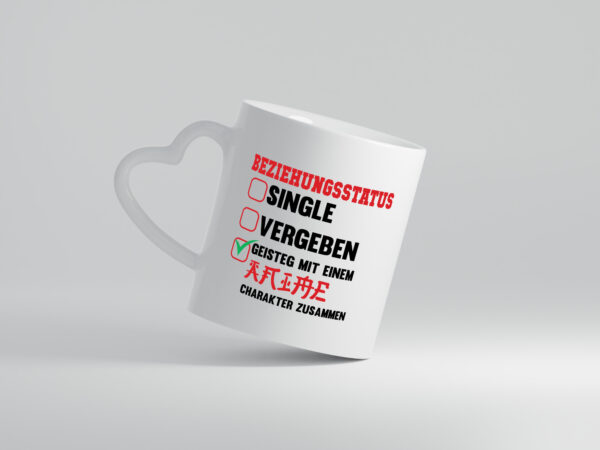 Beziehungsstatus | Single | Vergeben | Geistig mit einem - Herzhenkel Tasse - Kaffeetasse / Geschenk / Familie