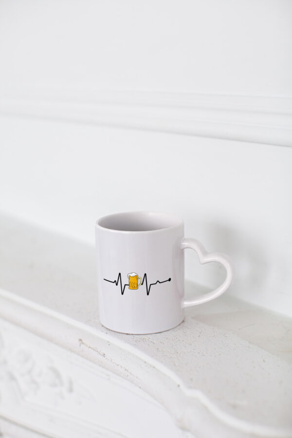 Bier Herzschlag | Motiv Biertrinker | Bierkrug | Pils - Herzhenkel Tasse - Kaffeetasse / Geschenk / Familie