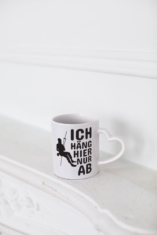 Klettern Spruch | Kletterer Tasse | Hobby | Motiv - Herzhenkel Tasse - Kaffeetasse / Geschenk / Familie