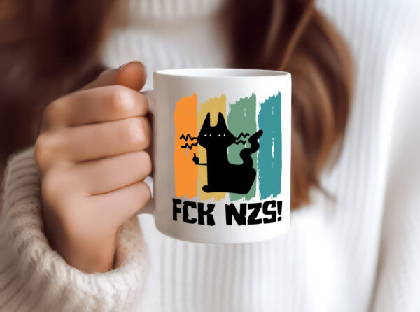 FCK NZS! | Katze - Tasse Weiss - Kaffeetasse / Geschenk / Familie