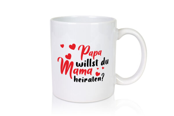 Papa, Mama, heiraten | Herzen - Tasse Weiss - Kaffeetasse / Geschenk / Familie