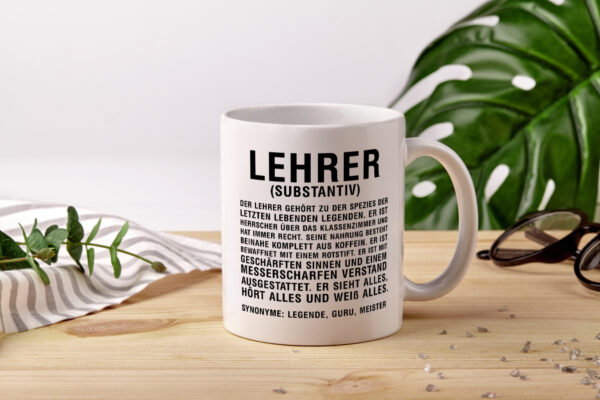 Lehrer | Definition | Kollege | Mitarbeiter - Tasse Weiss - Kaffeetasse / Geschenk / Familie