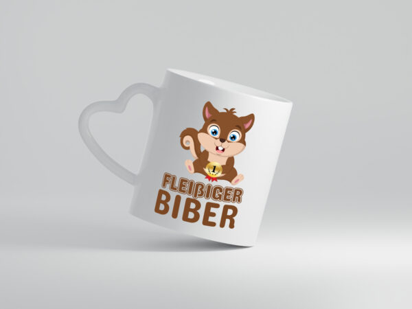 Fleißiger Biber | Motiv Tasse | Kinder Geburtstag - Herzhenkel Tasse - Kaffeetasse / Geschenk / Familie