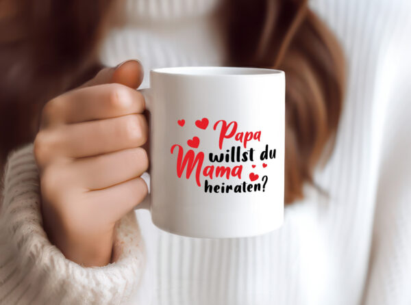 Papa, Mama, heiraten | Herzen - Tasse Weiss - Kaffeetasse / Geschenk / Familie