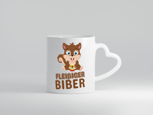 Fleißiger Biber | Motiv Tasse | Kinder Geburtstag - Herzhenkel Tasse - Kaffeetasse / Geschenk / Familie