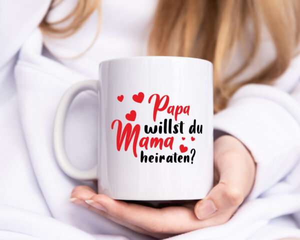 Papa, Mama, heiraten | Herzen - Tasse Weiss - Kaffeetasse / Geschenk / Familie
