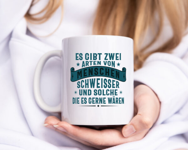 Zwei Arten Menschen | Schweisser | Sterne - Tasse Weiss - Kaffeetasse / Geschenk / Familie