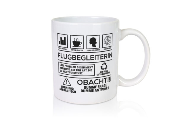 Achtung Probleme Flugbegleiterin | Stewardess | Flughafen - Tasse Weiss - Kaffeetasse / Geschenk / Familie