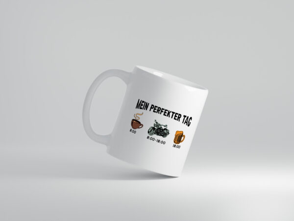 Perfekter Tag | Kaffee | Motorrad | Bier - Tasse Weiss - Kaffeetasse / Geschenk / Familie