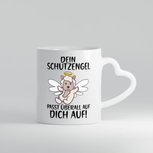 Dein Schutzengel passt auf | Sheepworld | Schaf | Comic - Herzhenkel Tasse - Kaffeetasse / Geschenk / Familie